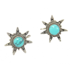 Stud Earrings Silver 925 Sterling Women Turquoise Gem Stone Handmade C802